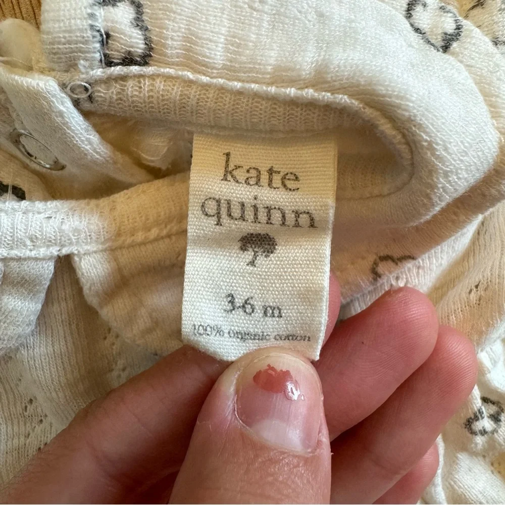 Kate Quinn Baby Girls Organic Cotton Cloud Pointelle Peter Pan Collar Dress 3-6M